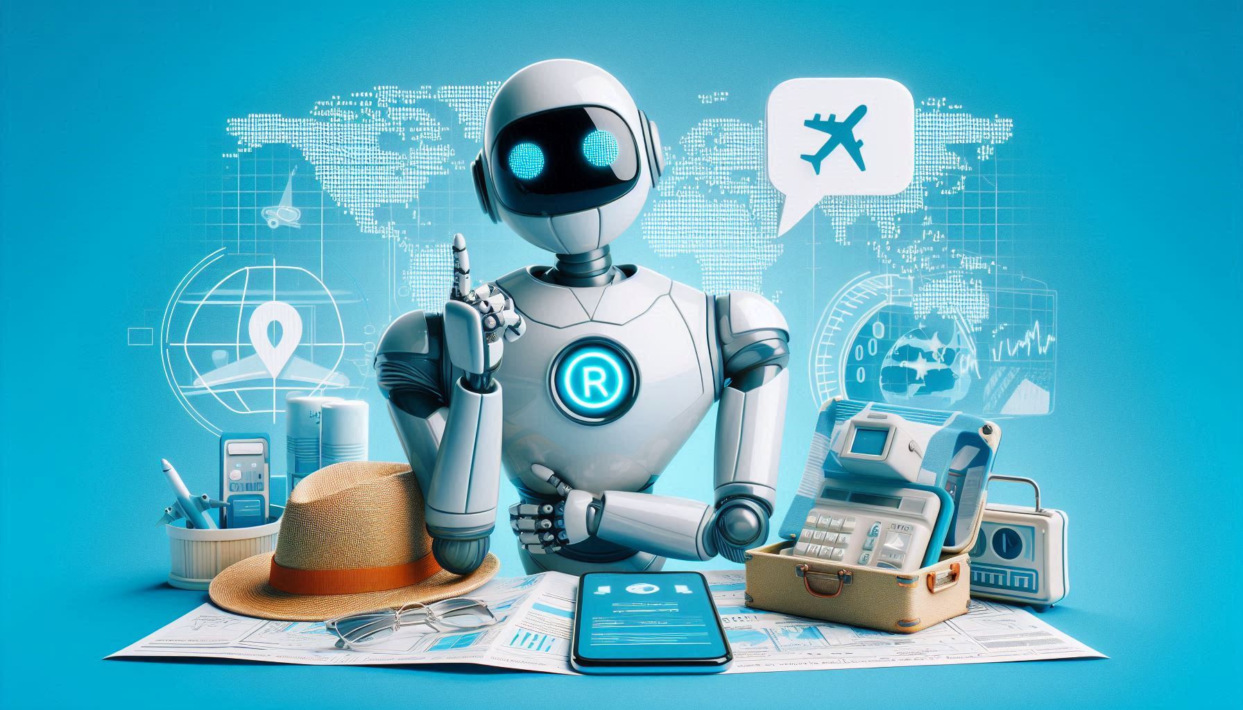 „Künstliche Intelligenz plant eine Reise auf einem Laptop-Bildschirm – Flug, Hotel und Aktivitäten sind zu sehen“